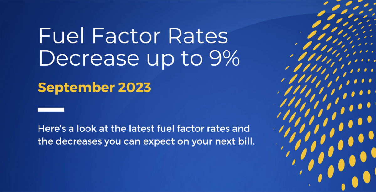 Fuel Factor Rates Decrease up to 9%: September 2023